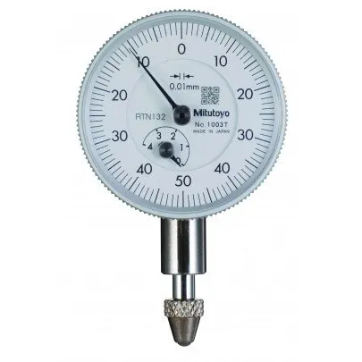 Mitutoyo 1003AB Series 1 Compact Small Diameter Dial Indicator, 4 mm, 0.01 mm graduation