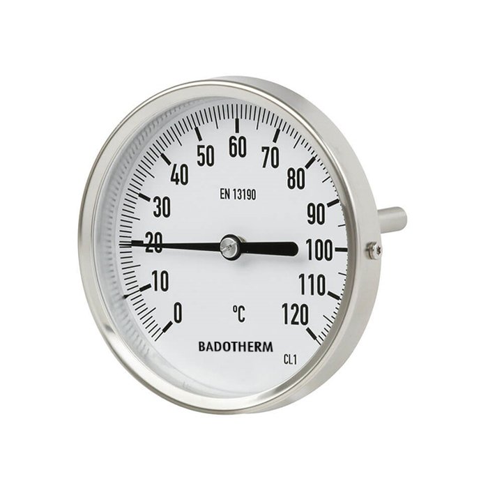 0 to +100°C Petrochemical Stainless Steel Bimetallic Thermometer 100mm Cabinet 63mm Stem Rear