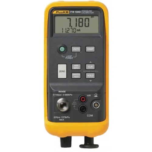 Fluke 718-100US Pressure Calibrator with Pressure Vacuum Pump,  -12 to 100 PSI