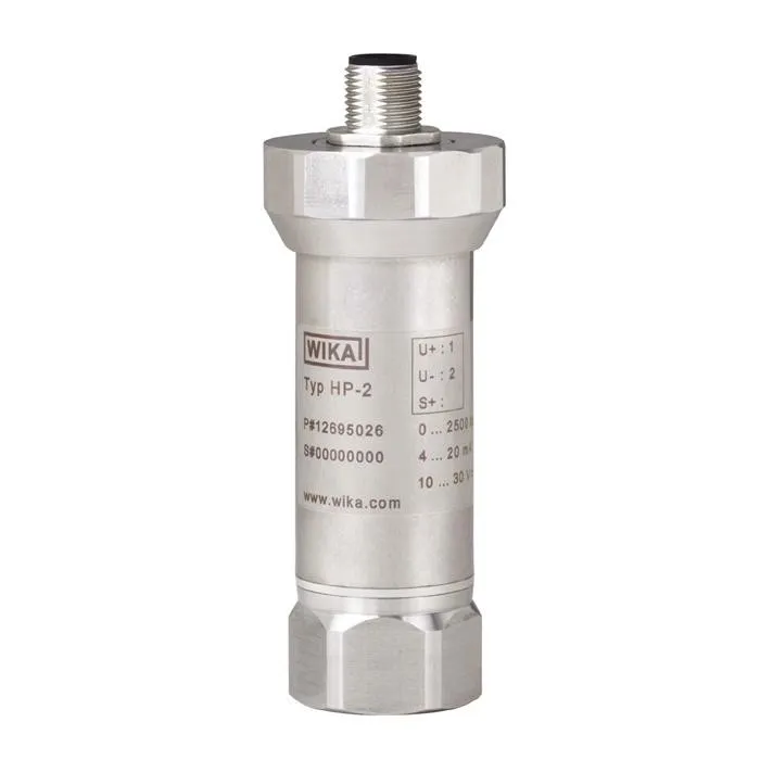 Wika Pressure Transmitter HP-2, 0…1600 bar (0... 23,000 psi), 4-pin L-plug DIN EN 175301-803, IP65, 4 ... 20 mA, 2-wire, M16 x 1.5 female, with sealing cone