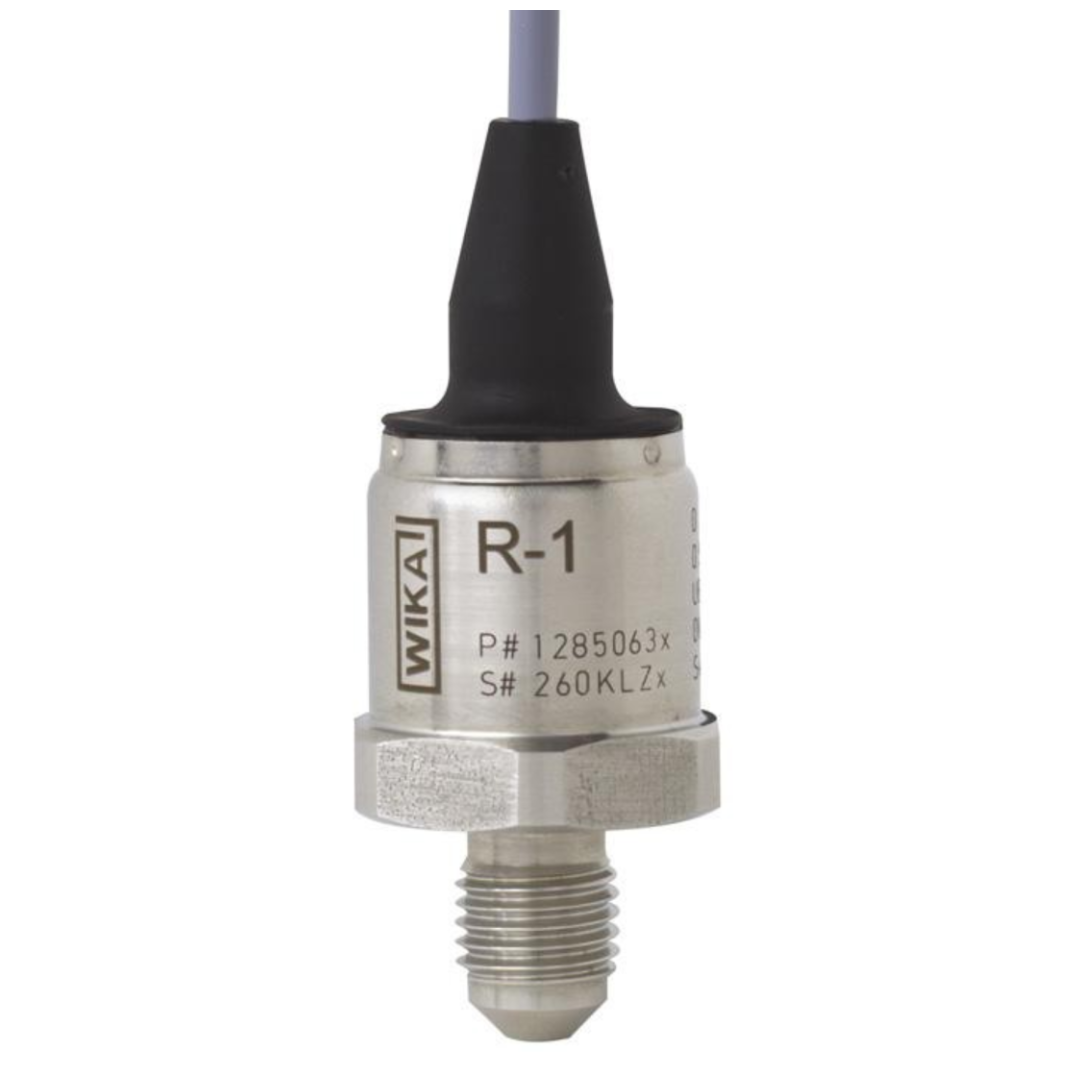 WIKA R-1 Pressure Transmitter, 0... 45 Bar Gauge, 7/16-20UNF-2A 90GRD Connection, Flying Lead 5m Cable, 2-wire, 83194314