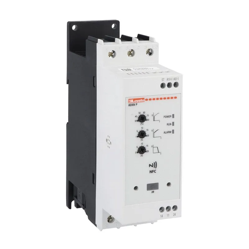 Lovato Electric, Soft starter, ADXNP type, advanced version, with integrated bypass relay, Auxiliary supply 100240VAC, Rated operational voltage 208..600VAC, 30A, ADXNP030