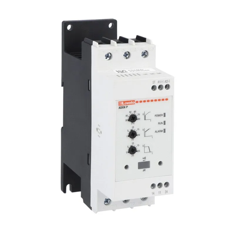 Lovato Electric, Soft starter, ADXNP type, advanced version, with integrated by-pass relay, Auxiliary supply 24VAC/DC, Rated operational voltage 208..600VAC, 18A, ADXNP01824