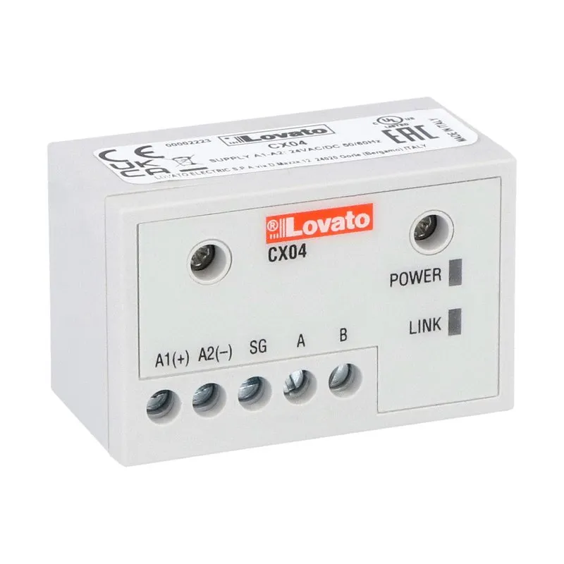 Lovato Electric, RS485 communication module for ADXNP, Modbus-RTU protocol, supply 24VAC/DC, CX04